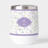 Tumbler à monogramme floral violet personnalisé (Arrière)