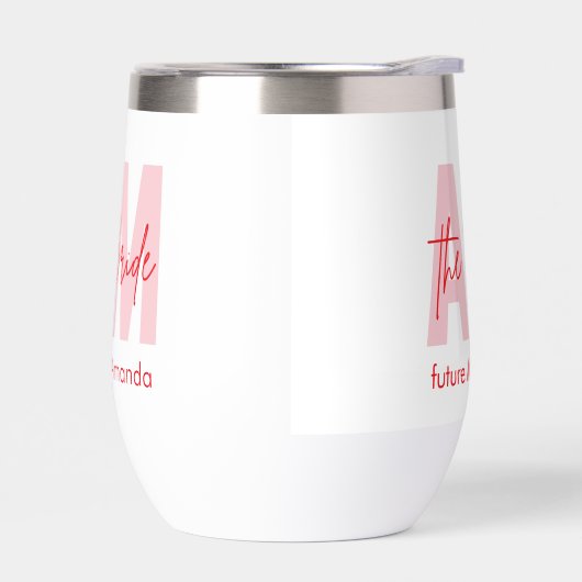 Tumbler à vin Minimal Bride | Nom et initiale pers (Gauche)