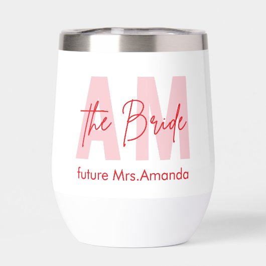 Tumbler à vin Minimal Bride | Nom et initiale pers (Arrière)
