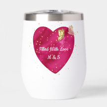 Tumbler à vin Saint-Valentin Papillon Doré Cœur Ro
