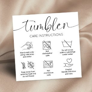 Tumbler Care Instructions Guide Minimalistische Lo Vierkante Visitekaartje