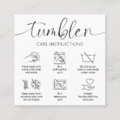 Tumbler Care Instructions Guide Minimalistische Lo Vierkante Visitekaartje (Voorkant)