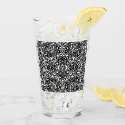 TUMBLER EN VERRE BAROQUE NOIR ET BLANC (Dos glace)