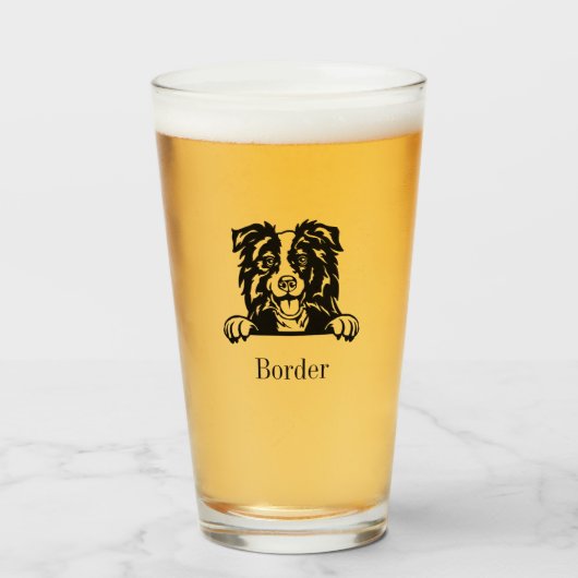 Tumbler en verre Collie bordure (Devant (rempli))