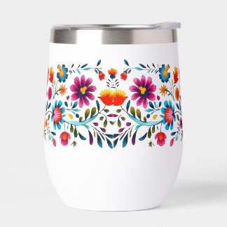 Tumbler floral folk coloré