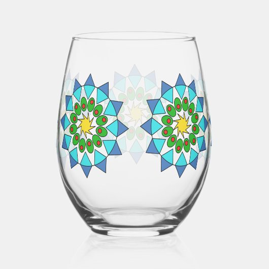 Tumbler - Kleurrijke Mandala's Wijnglas Zonder Voet (Rechts)
