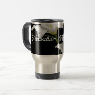 Tumbler met handvat, deksel en stro, roestvrij reisbeker