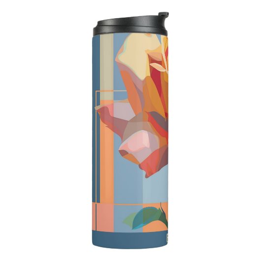 Tumbler met warmte-isolatie en tuinroosprint thermosbeker (Gedraaid links)