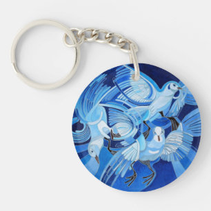 Tumbler Pigeons in Cerulean Blue Sleutelhanger