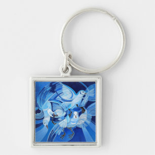 Tumbler Pigeons in Cerulean Blue Sleutelhanger