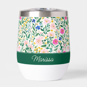 Tumbler Thermique à Monogramme Floral Coloré