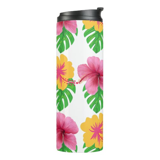 Tumbler with tropical flowers thermosbeker (Gedraaid links)