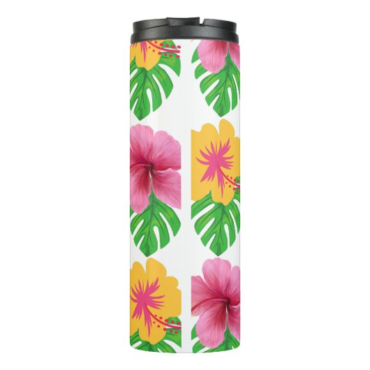 Tumbler with tropical flowers thermosbeker (Achterkant)