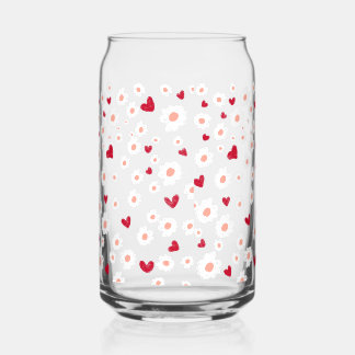 Tumblers en daisy harten blikvorm glas