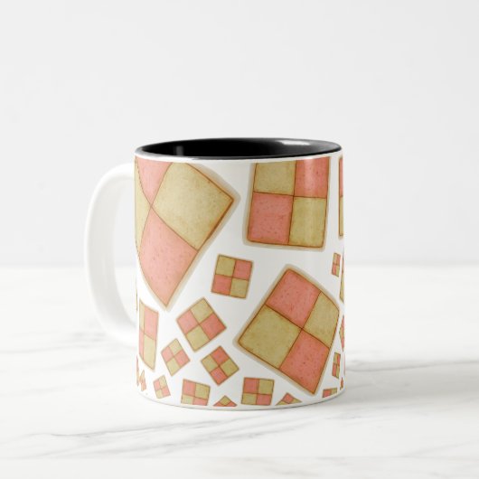 Tumbling Battenberg Cake Two-Tone Coffee Mok (Voorkant links)
