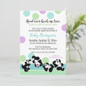 Tumbling Pandas-Baby shower Kaart (Staand voorkant)