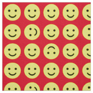Tumbling Smileys - Geel Zwart en Rood Stof