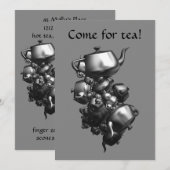 Tumbling theepotten fractal tea party uitnodiginge kaart (Voorkant / Achterkant)