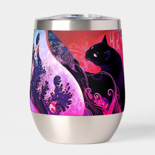 Tumblr en acier inoxydable avec chat art déco