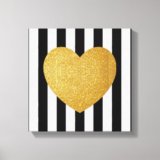 TUMBLR WALL ART GOUDEN GLITTER HART CANVAS AFDRUK (Voorkant)