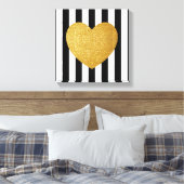 TUMBLR WALL ART GOUDEN GLITTER HART CANVAS AFDRUK (Insitu (Slaapkamer))