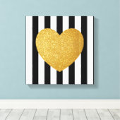 TUMBLR WALL ART GOUDEN GLITTER HART CANVAS AFDRUK (Insitu (Houten vloer))
