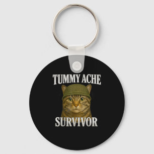 Tummy Ache Survivor Cat Meme Funny Kitten Gift Man Sleutelhanger