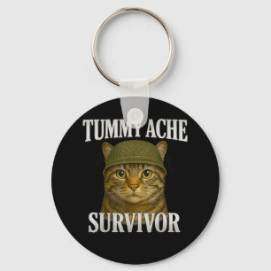 Tummy Ache Survivor Cat Meme Funny Kitten Gift Man Sleutelhanger