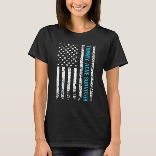 TUMMY ACHE SURVIVOR FLAG  IBS T-SHIRT (Voorkant)