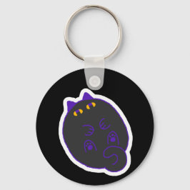 Tummy Chonky Black Cat Keychain