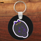 Tummy Chonky Black Cat Keychain (Voorkant)