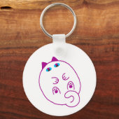Tummy Chonky White Cat Keychain (Voorkant)