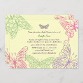Tummy Flutters Baby shower Invitation jaune (Devant / Derrière)
