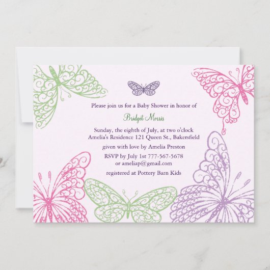 Tummy Flutters Baby shower Invitation violet (Devant)