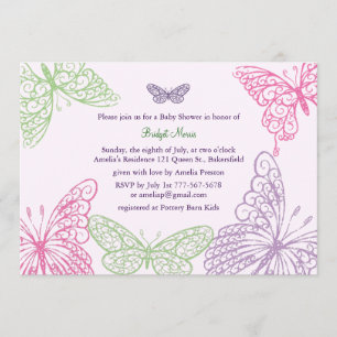 Tummy Flutters Baby shower Invitation violet