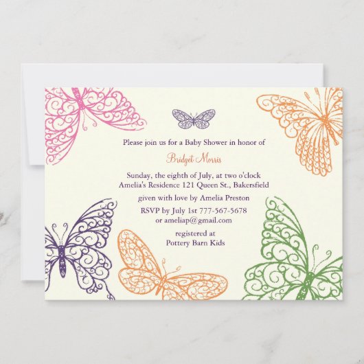 Tummy Flutters Baby shower ivoire Invitation (Devant)