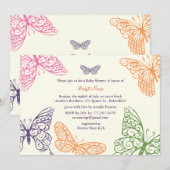 Tummy Flutters Baby shower ivoire Invitation (Devant / Derrière)