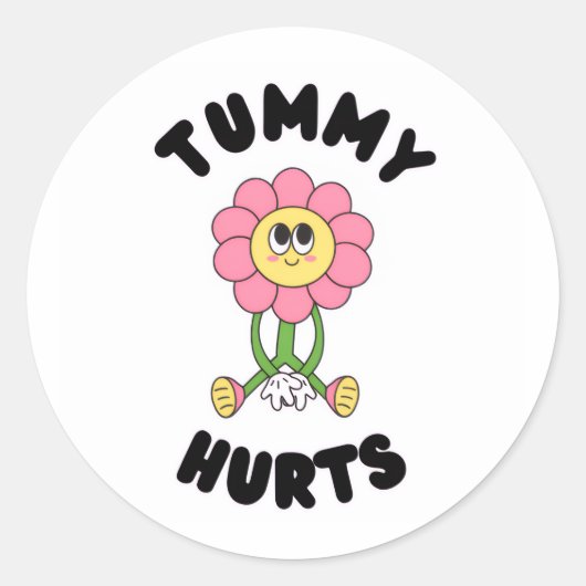 'Tummy Hurts' Cute Funny Health Awareness Sticker (Devant)
