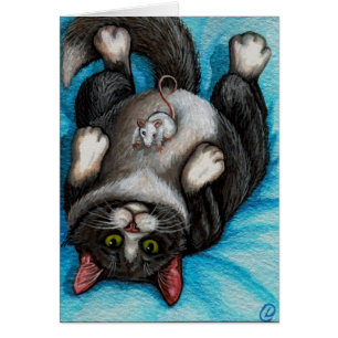 TUMMY RUB Tuxedo Cat Mouse-kaart