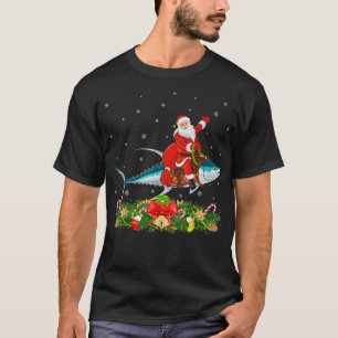 Tuna Fish Lover Xmas Funny Santa Riding Tuna Chris T-shirt