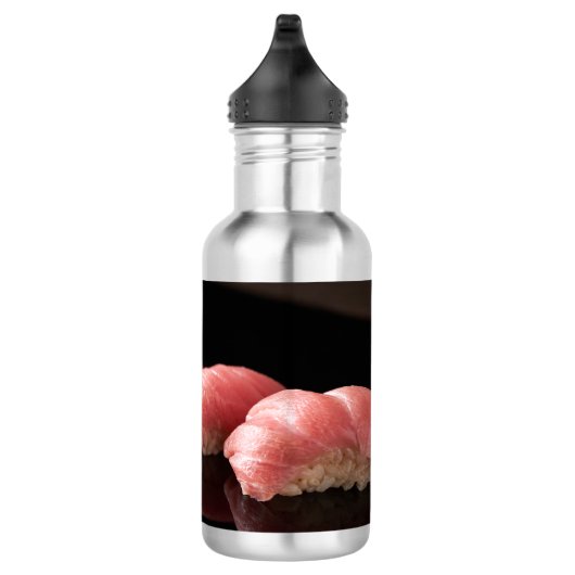 Tuna sushi served on a black lacquer plate waterfles  (Rechts)