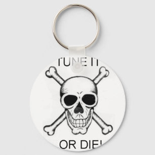 Tune it or Die Black op White Skull Sleutelhanger