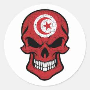 Tunesië glimlacht van de schedelvlag ronde sticker