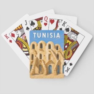 Tunesië Illustratie Reis Kunst Vintage Pokerkaarten