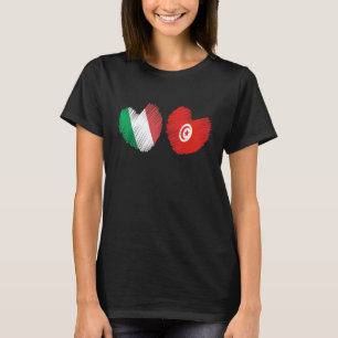 Tunesië Italië Hart Italiaanse Vlag Tunesische Vla T-shirt