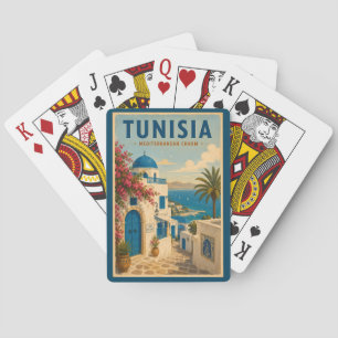 Tunesië Landschap Illustratie Reis Kunst Vintage Pokerkaarten