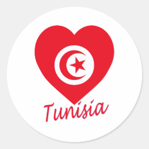 Tunesië Vlag Hart Ronde Sticker