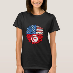 Tunesië Vlag Zonnebloem USA Tunesische wortels Tun T-shirt