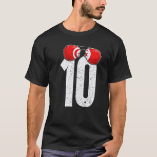 Tunesië voetballer nummer 10 Tunesische vlag T-shirt