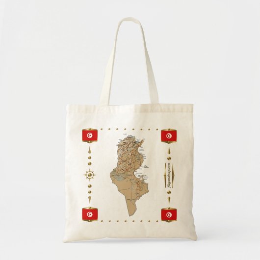 Tunesische kaart + vlag tote bag (Voorkant)